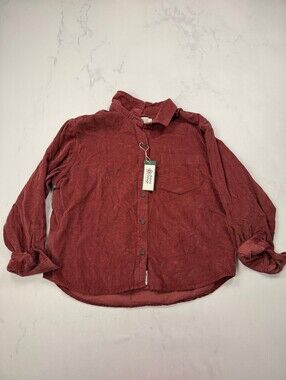 Alpine Design Button-Up Shirt Burgundy Modern Classic Style - Womens L